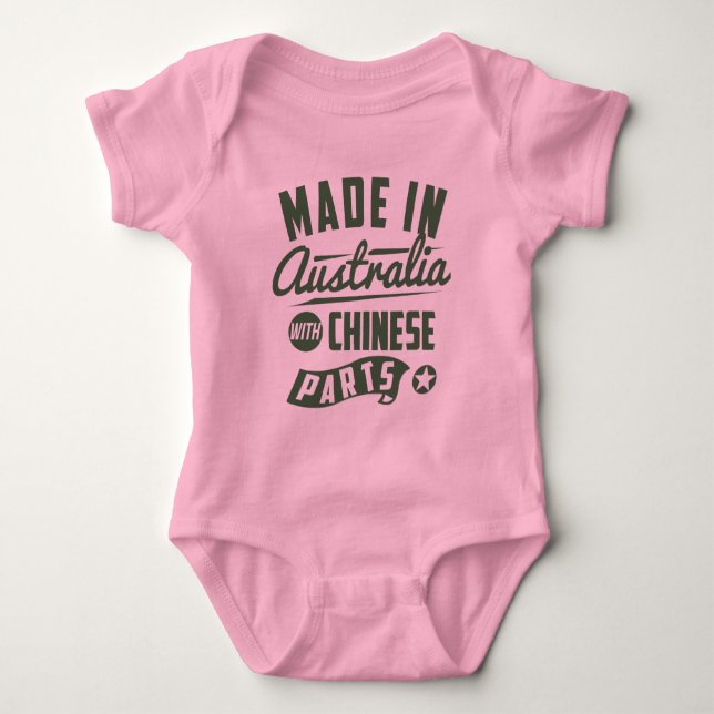 Made In Australia With Chinese Parts Baby Bodysuit (Front)