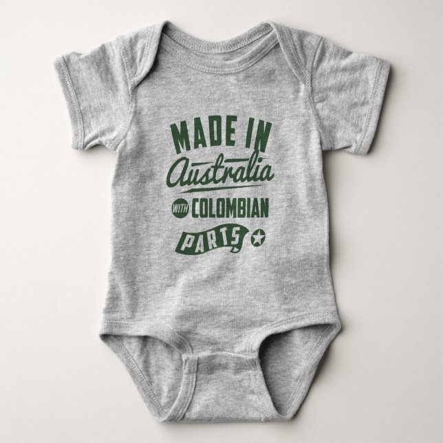 Made In Australia With Colombian Parts Baby Bodysuit (Front)