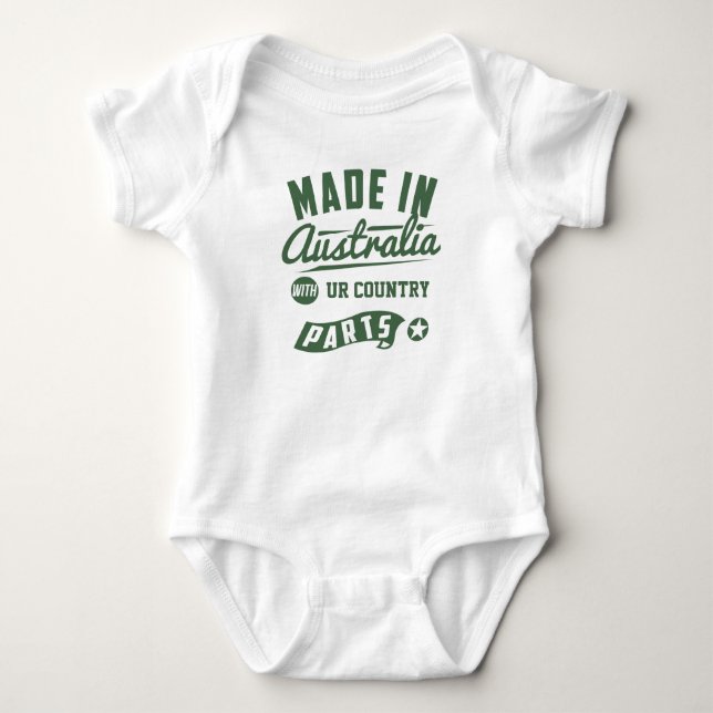 Made In Australia With "Country" Parts Customize Baby Bodysuit (Front)