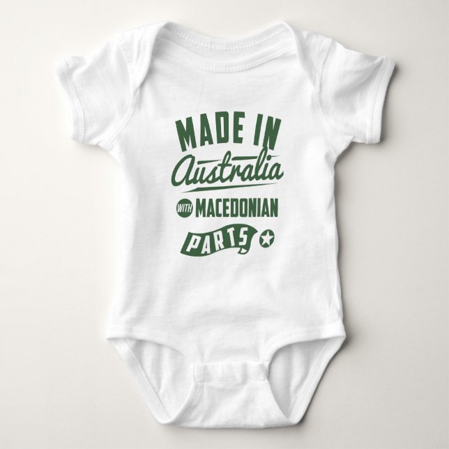 Made In Australia With Macedonian Parts Baby Bodysuit (Front)
