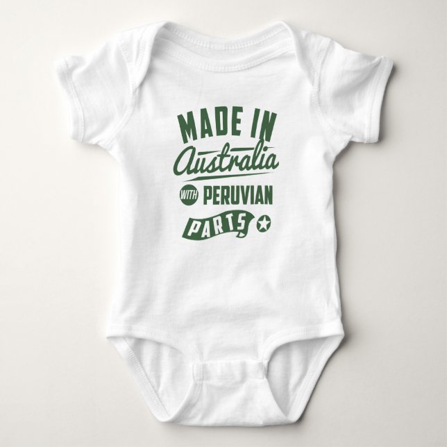 Made In Australia With Peruvian Parts Baby Bodysuit (Front)