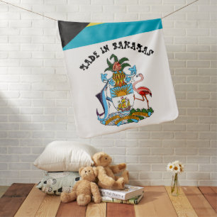 Made in Bahamas & Bahamas Flag Birth / snuggle Baby Blanket