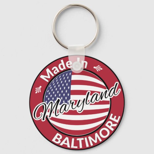 Made in Baltimore Maryland USA Flag Keychain