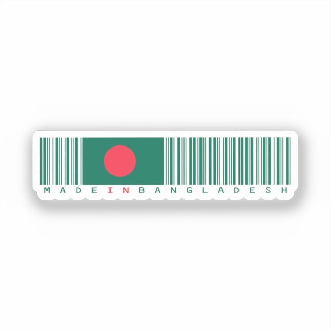 Made in Bangladesh Barcode Flag Sticker (Front)