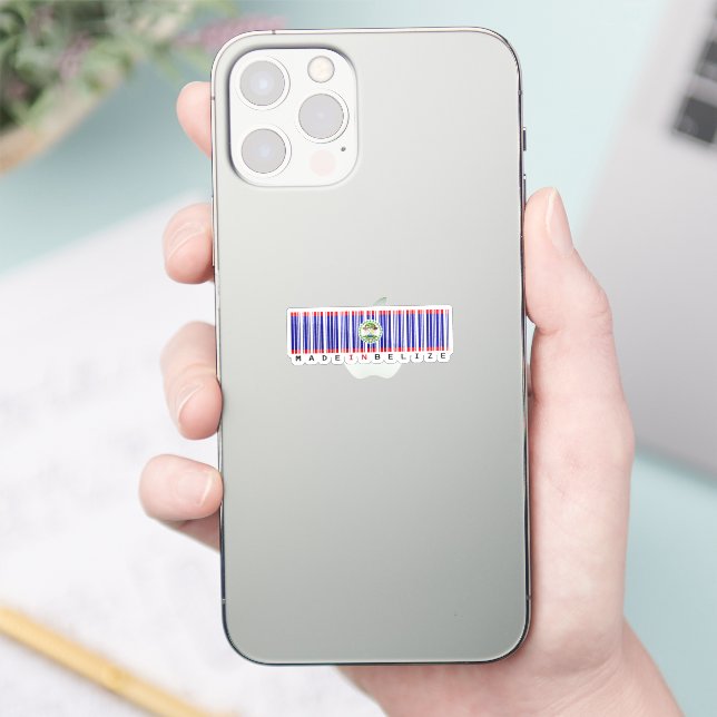 Made in Belize Barcode Flag Sticker (Phone)