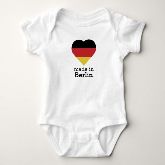 Made in Berlin heart flag Germany Deutschland Baby Bodysuit (Front)