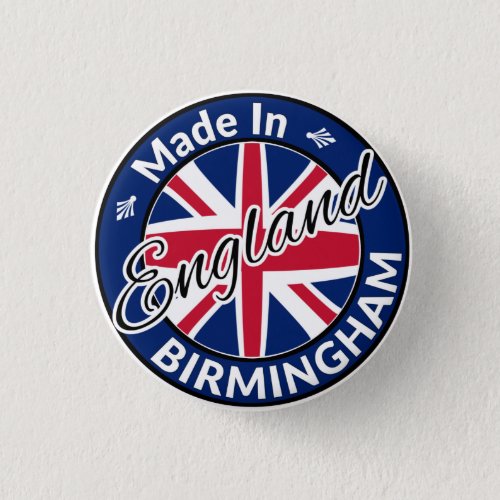 Made in Birmingham England Union Jack Flag Button