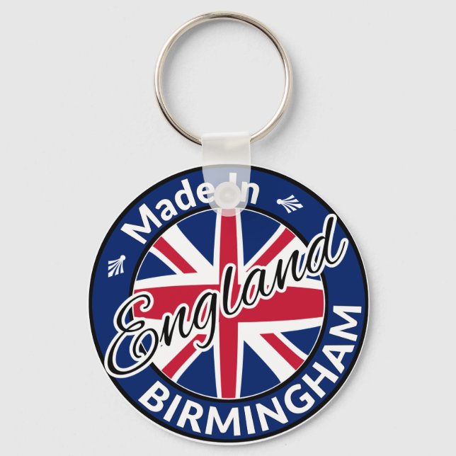 Made in Birmingham England Union Jack Flag Keychain (Front)