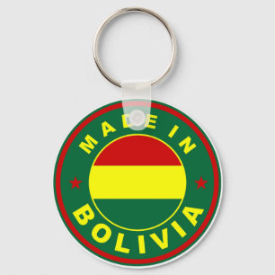 made in bolivia country flag label stamp keychain