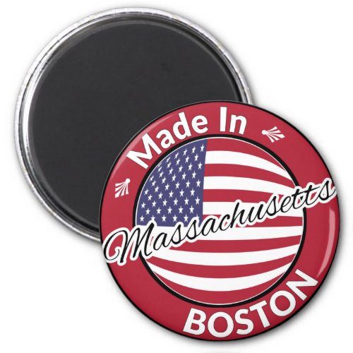 Made in Boston Massachusetts USA Flag Magnet