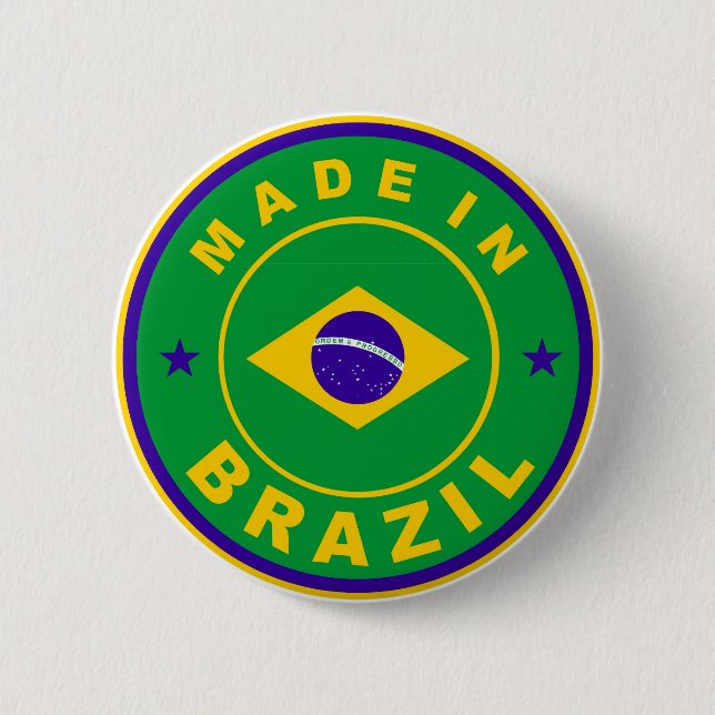 made in brazil country flag label stamp button (Front)