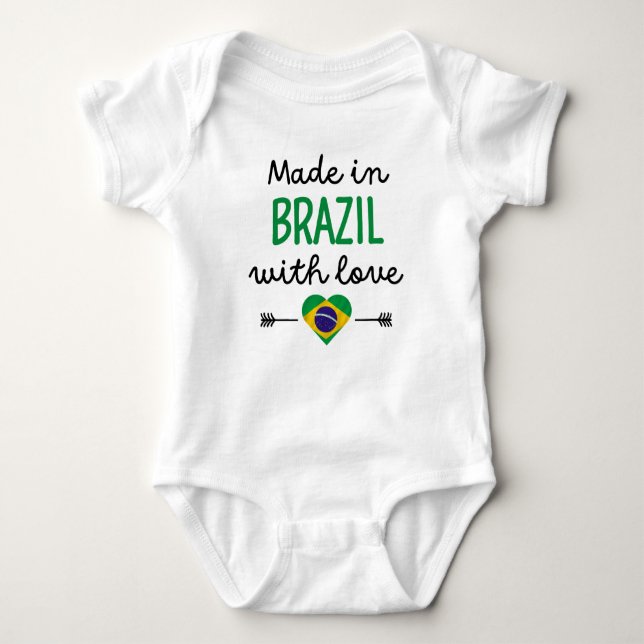 Made in Brazil with Love Cute Baby Bodysuit (Front)