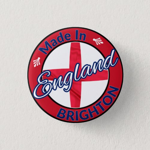Made in Brighton England St George Flag Button