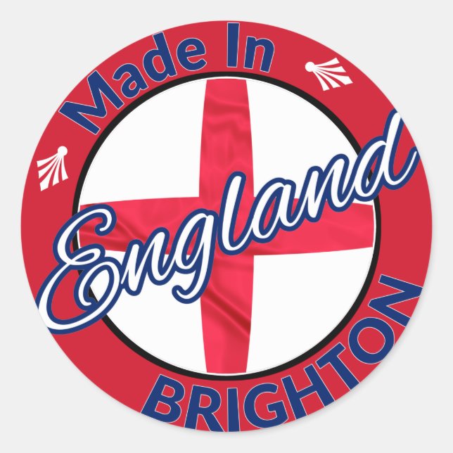 Made in Brighton England St George Flag Classic Round Sticker (Front)
