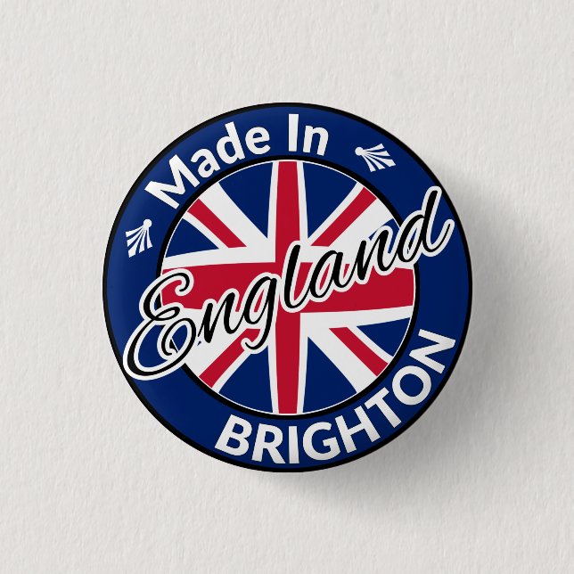 Made in Brighton England Union Jack Flag Button (Front)