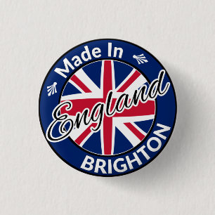Made in Brighton England Union Jack Flag Button