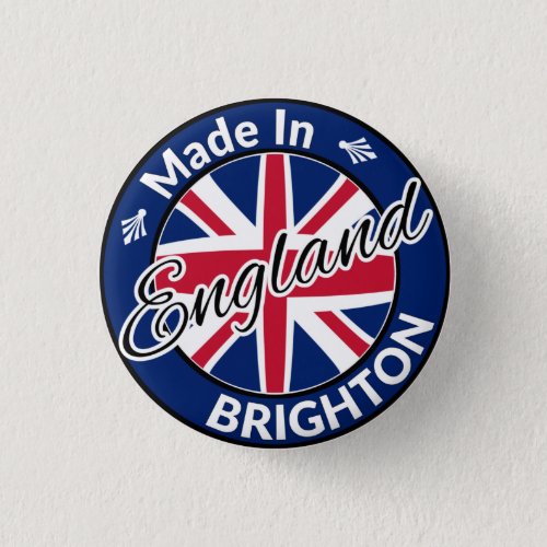 Made in Brighton England Union Jack Flag Button