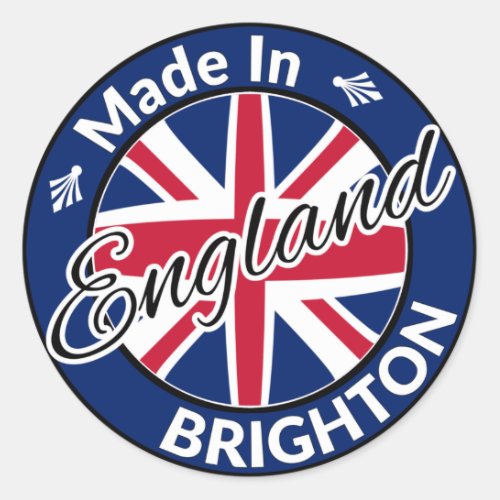 Made in Brighton England Union Jack Flag Classic Round Sticker