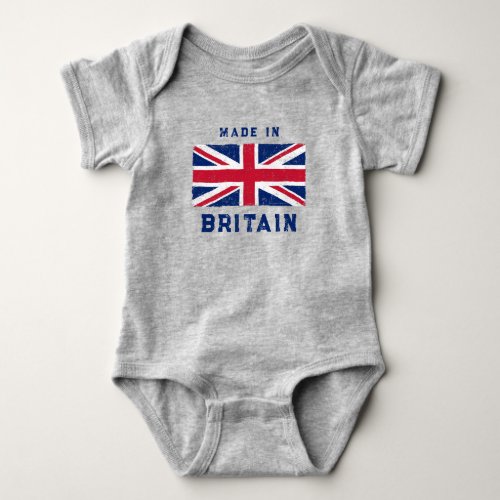 Made in Britain  Blue Text Vintage Union Jack  Baby Bodysuit