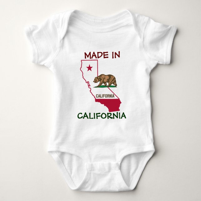 Made in California - Silhouette and Flag Baby Bodysuit (Front)