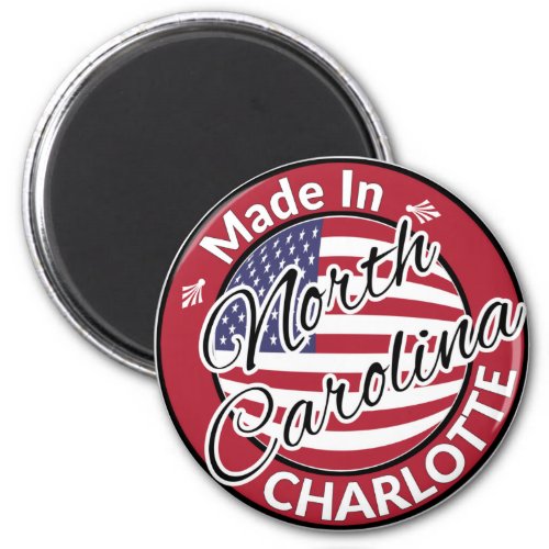 Made in Charlotte North Carolina USA Flag Magnet