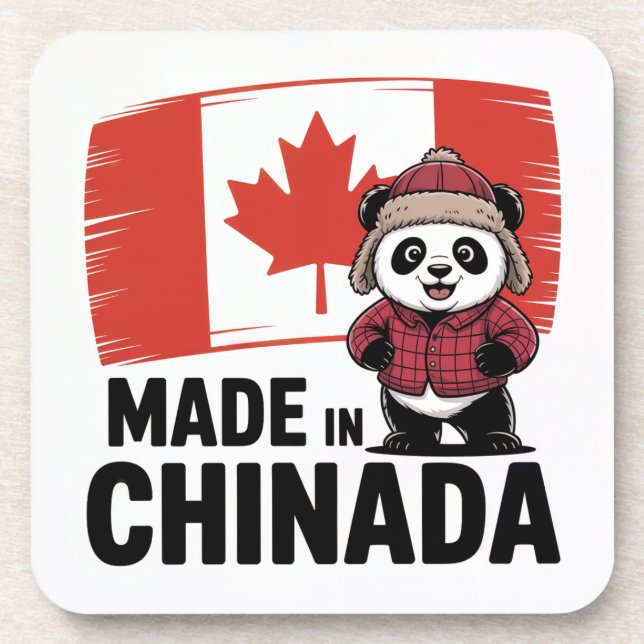 Made in Chinada Panda – Chinese Canadian Beverage Coaster (Front)
