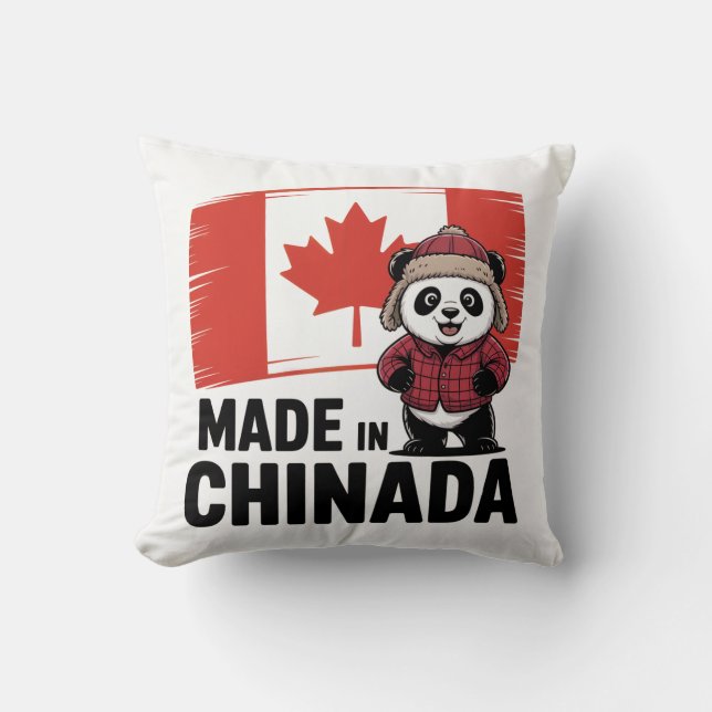 Made in Chinada Panda – Chinese Canadian Throw Pillow (Front)