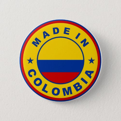 made in colombia country flag product label round pinback button