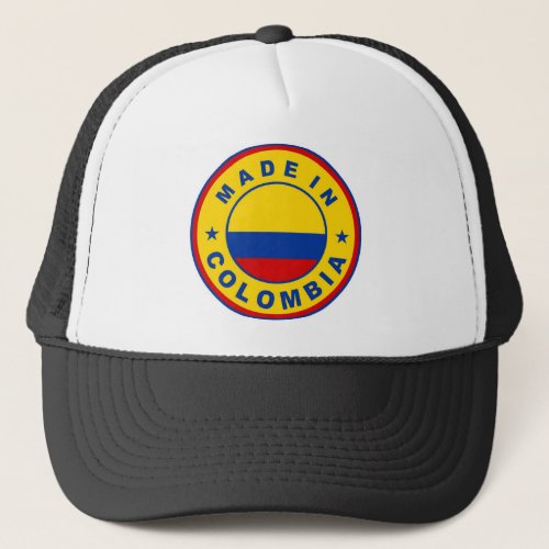 made in colombia country flag product label round trucker hat