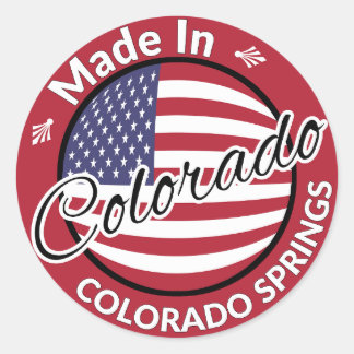 Made in Colorado Springs USA Flag Classic Round Sticker