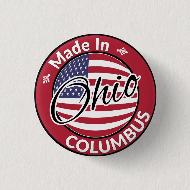Made in Columbus Ohio United States Flag Button (Front)