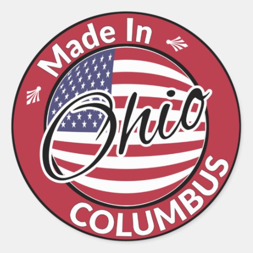 Made in Columbus Ohio United States Flag Classic Round Sticker