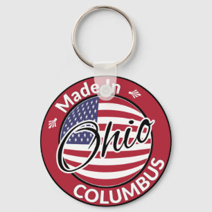 Made in Columbus Ohio United States Flag Keychain