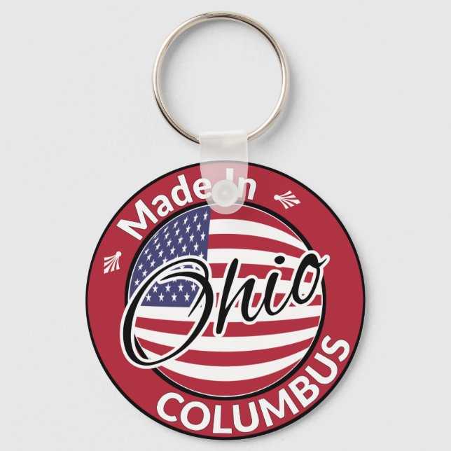 Made in Columbus Ohio United States Flag Keychain (Front)