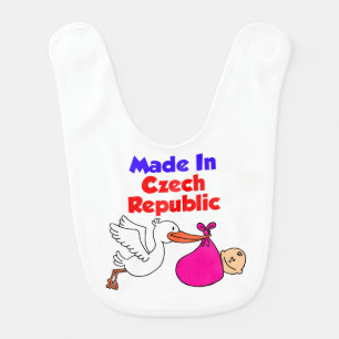 Made In Czech Republic Pink Stork Baby Bib