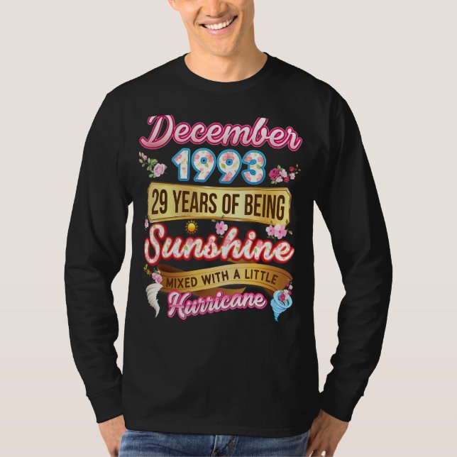 Made In December 1993 Girl 29 Years Old 29th Birth T-Shirt (Front)