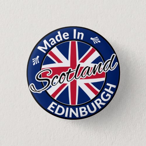 Made in Edinburgh Scotland Union Jack Flag Button