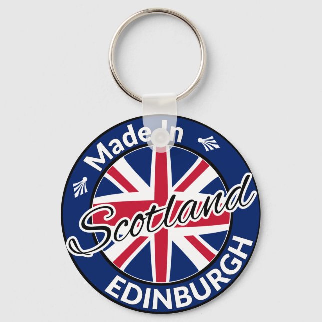 Made in Edinburgh Scotland Union Jack Flag Keychain (Front)