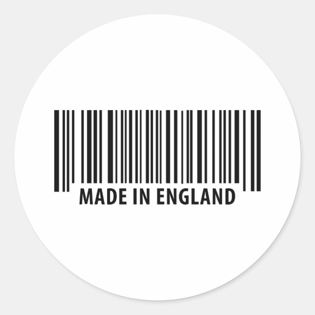made in england bar code barcode classic round sticker (Front)