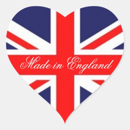 Made in England_Union Jack Flag_Heart Shape Heart Sticker