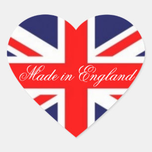 Made in England-Union Jack Flag-Heart Shape Heart Sticker