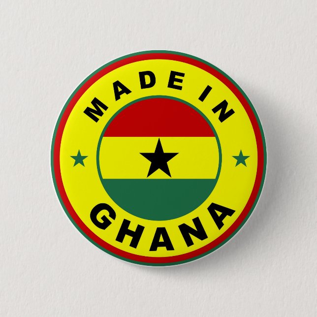 made in ghana country flag label round stamp button (Front)