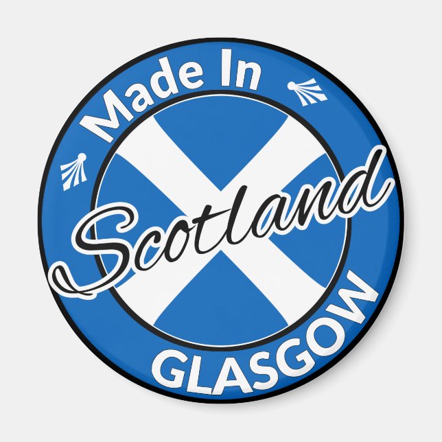 Made in Glasgow Scotland Saltire Flag Magnet (Front)