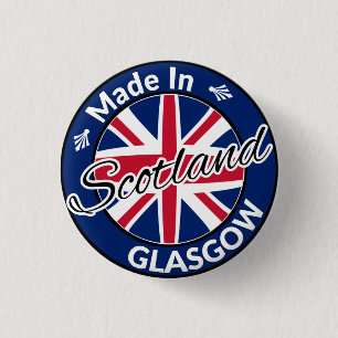 Made in Glasgow Scotland Union Jack Flag Button