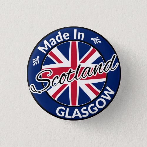 Made in Glasgow Scotland Union Jack Flag Button