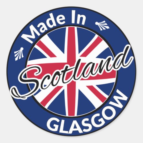 Made in Glasgow Scotland Union Jack Flag Classic Round Sticker