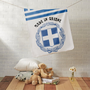 Made in Greece & Greek Flag Birth / snuggle Baby Blanket