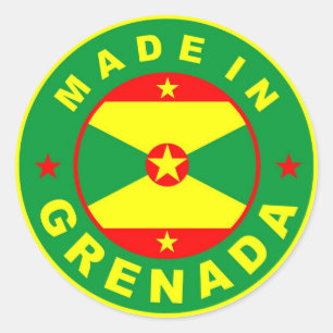made in grenada country flag product label round