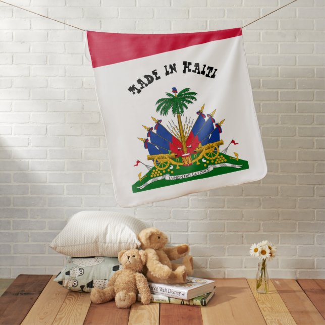 Made in Haiti & Haitian Flag Birth / snuggle Baby Blanket (In Situ)
