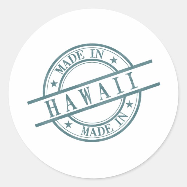 Made in Hawaii Green Round Rubber Stamp Logo Classic Round Sticker (Front)
